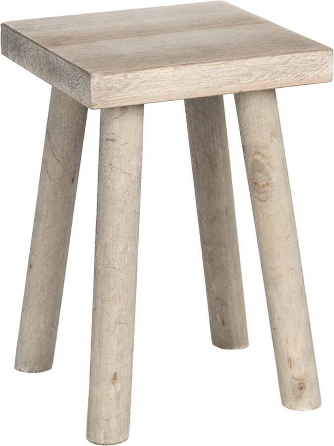 Clayre & Eef Plantentafeltje 18x18x26 cm Bruin Hout Vierkant Plantenstandaard