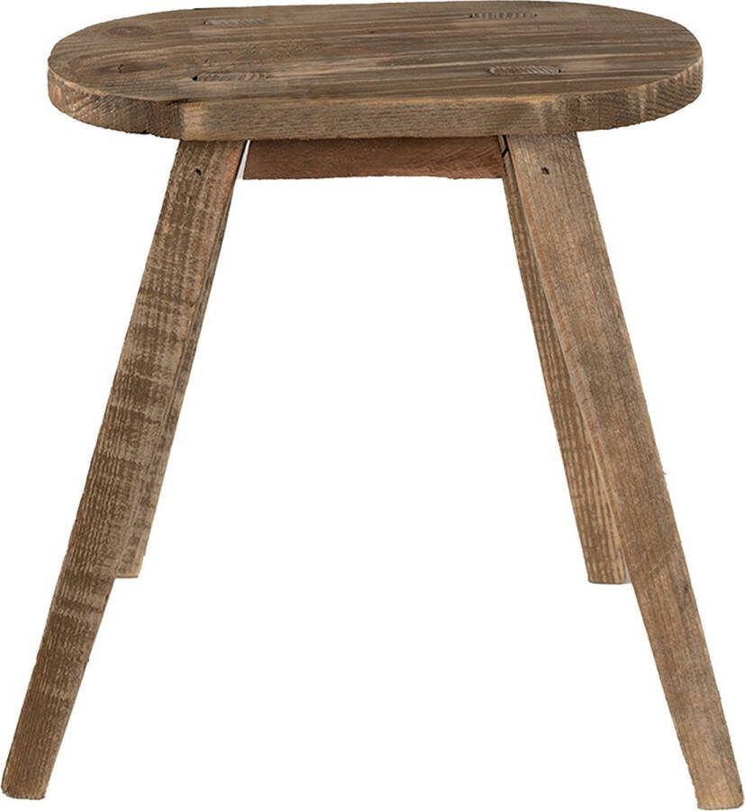 Clayre & Eef Plantentafeltje 30x16x32 cm Bruin Hout Ovaal Plantenstandaard