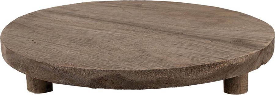 Clayre & Eef Plantentafeltje Ø 33x6 cm Bruin Hout Plantenstandaard