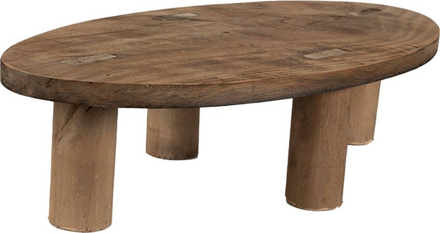 Clayre & Eef Plantentafeltje 40x20x11 cm Bruin Hout Ovaal Plantenstandaard