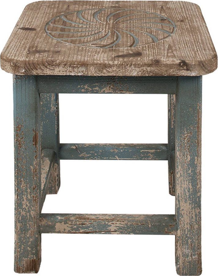 Clayre & Eef Plantentafeltje 40x40x46 cm Blauw Hout Vierkant Plantenstandaard