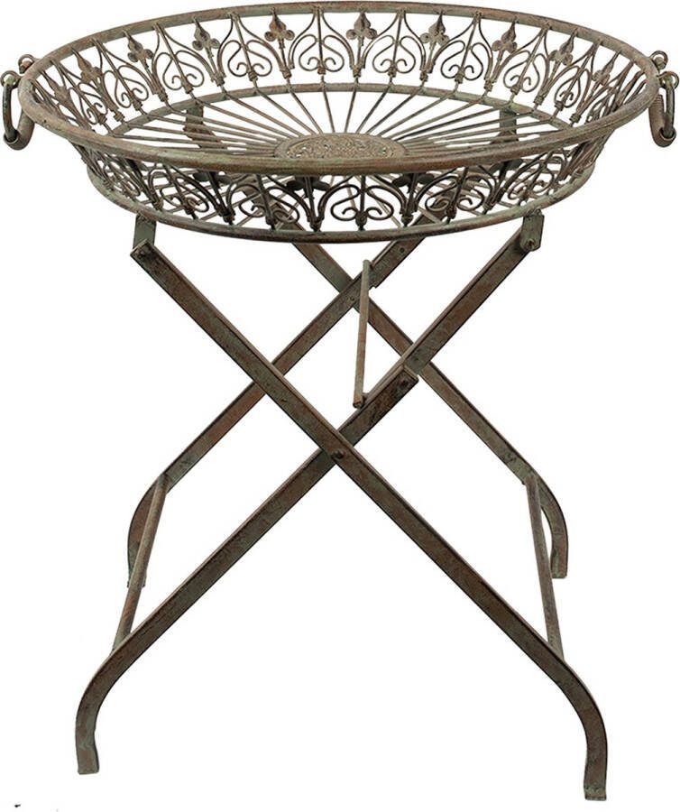 Clayre & Eef Plantentafeltje 62x59x63 cm Groen Bruin Ijzer Rond Plantenstandaard