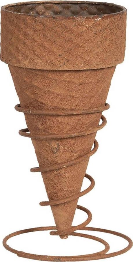 Clayre & Eef Plantenstandaard Ø 12x24 Cm Bruin Ijzer Bloempot Plant Pot Plantenhouder Bruin Bloempot Plant Pot