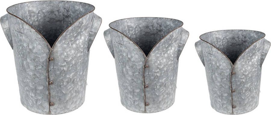 Clayre & Eef Planthouder Ø 25x28 cm Grijs Metaal Bloempot