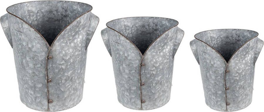 Clayre & Eef Planthouder Ø 25x28 cm Grijs Metaal Bloempot Decoratie Pot