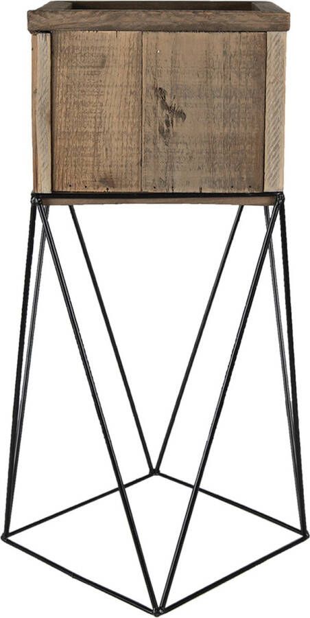 Clayre & Eef Planthouder 28x28x50 Cm Bruin Hout Bloempot Bruin Bloempot