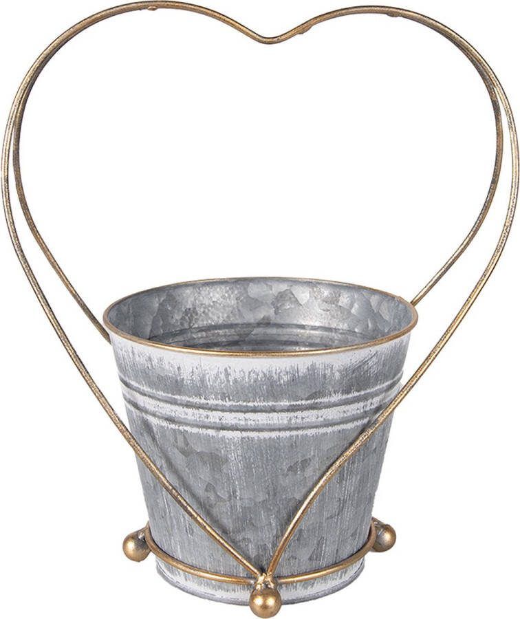 Clayre & Eef Planthouder 29 cm Grijs Goudkleurig Ijzer Bloempot