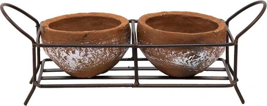 Clayre & Eef Plantenstandaard 30x12x10 cm Bruin Metaal Bloempot plant