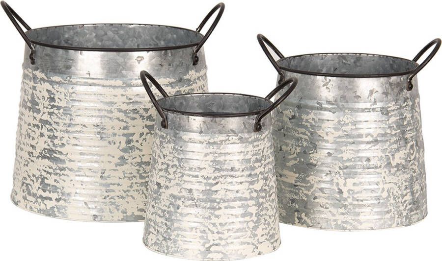 Clayre & Eef Planthouder 30x24x27 cm Grijs Wit Metaal Bloempot