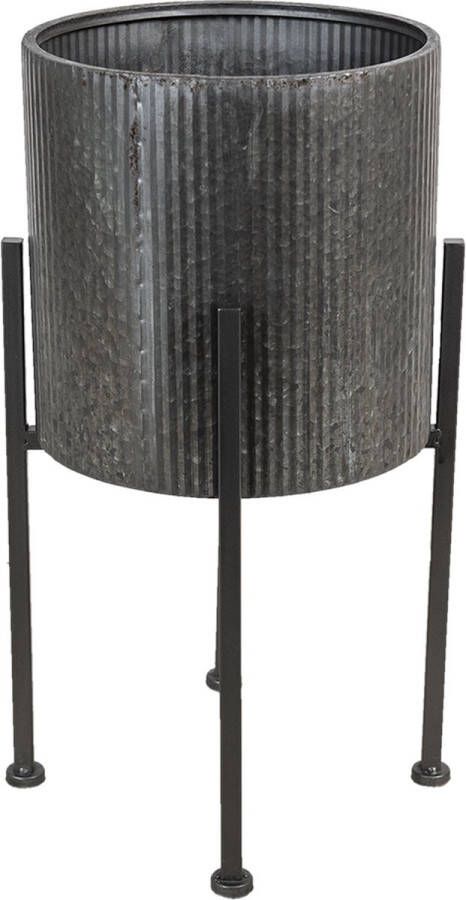 Clayre & Eef Planthouder Ø 30x60 cm Grijs Metaal Rond Bloempot binnen
