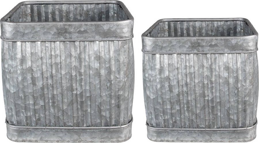 Clayre & Eef Planthouder 31x31x28 cm Grijs Metaal Vierkant Bloempot