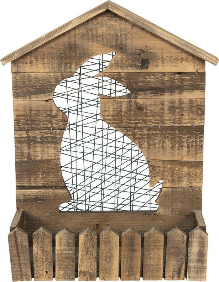 Clayre & Eef Planthouder 37x11x48 Cm Bruin Hout Konijn Bloempot Decoratie Pot Bruin Bloempot Decoratie Pot