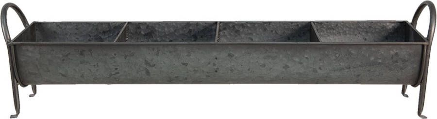Clayre & Eef Bloempot 72x16x20 Cm Grijs Ijzer Rechthoek Bloempot Binnen Plantenpot Plant Pot Grijs Bloempot Binnen
