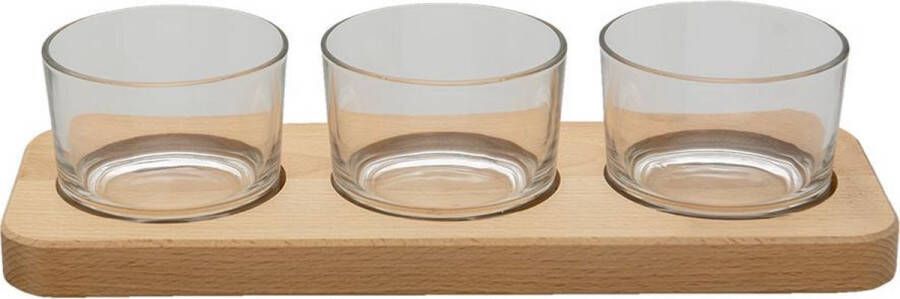 Clayre & Eef Serveerschaal 29x11x7 cm Hout Glas Presenteerschaal Transparant Presenteerschaal