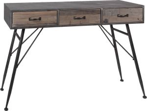 Clayre & Eef Sidetable 116*40*80 cm Grijs Ijzer hout Rechthoek Wandtafel Haltafel Console tafel WandtafelHaltafelConsole tafel