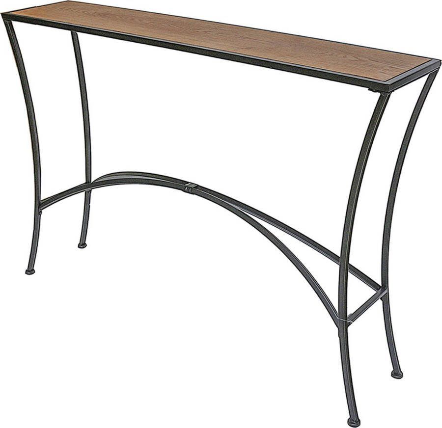 Clayre & Eef Sidetable 122x27x85 cm Zwart Bruin Ijzer Hout Wandtafel Zwart Wandtafel