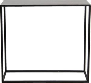 Clayre & Eef Sidetable 80*25*75 cm Zwart Zilver Ijzer Rechthoek Wandtafel Haltafel Console Tafel WandtafelHaltafelConsole Tafel