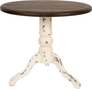 Clayre & Eef Sidetable Ø 80x72 Cm Bruin Hout Rond Wandtafel Ronde Tafel Bruin Wandtafel Ronde Tafel