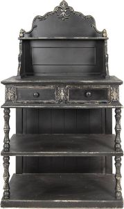 Clayre & Eef Sidetable 81*41*142 cm Zwart Hout Wandtafel Haltafel Opberg Kast