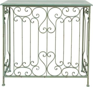 Clayre & Eef Sidetable 95x35x90 Cm Groen Bruin Ijzer Rechthoek Wandtafel Haltafel Console Tafel Groen Wandtafel