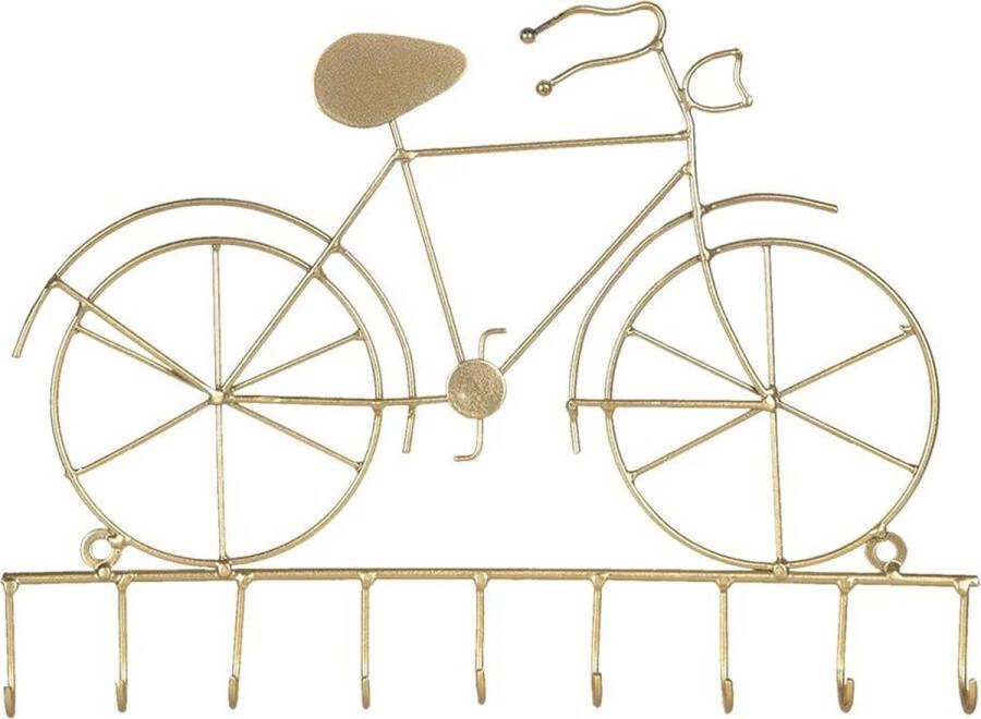 Clayre & Eef Sleutelrekje Fiets 32x23 cm Goudkleurig Ijzer Kapstok