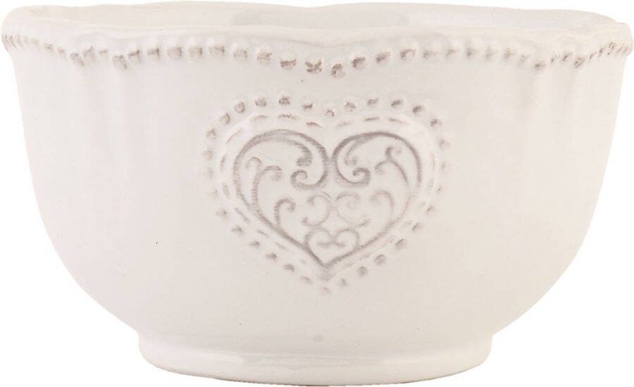 Clayre & Eef Soepkom Ø 12 cm Beige Keramiek Rond Hart Serveerkom