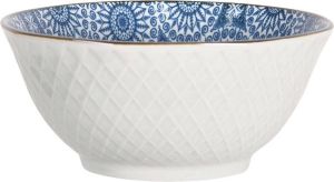 Clayre & Eef Soepkom Ø 13*6 cm Blauw Keramiek Rondjes Rond Serveerkom Kommen Rijstkom ServeerkomKommenRijstkom