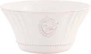 Clayre & Eef Soepkom Ø 14x7 cm Wit Keramiek Rond Vogel Serveerkom Kommen Rijstkom