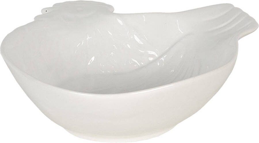 Clayre & Eef Soepkom 23x26x7 cm Wit Keramiek Haan Serveerkom Wit Serveerkom