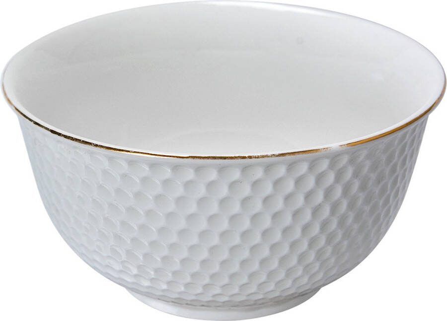 Clayre & Eef Soepkom 350 ml Wit Keramiek Serveerkom Wit Serveerkom