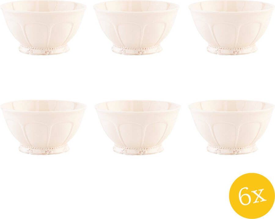 Clayre & Eef Soepkom set van 6 stuks 400 ml Beige Keramiek Rond Serveerkom
