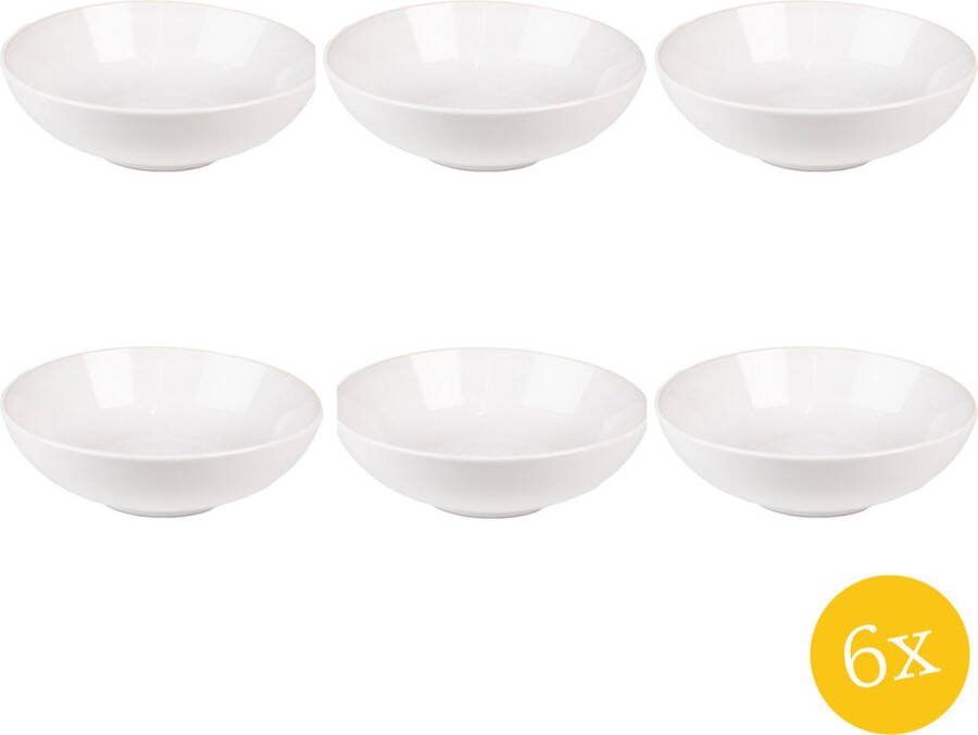Clayre & Eef Soepkom set van 6 stuks 500 ml Beige Keramiek Rond Serveerkom