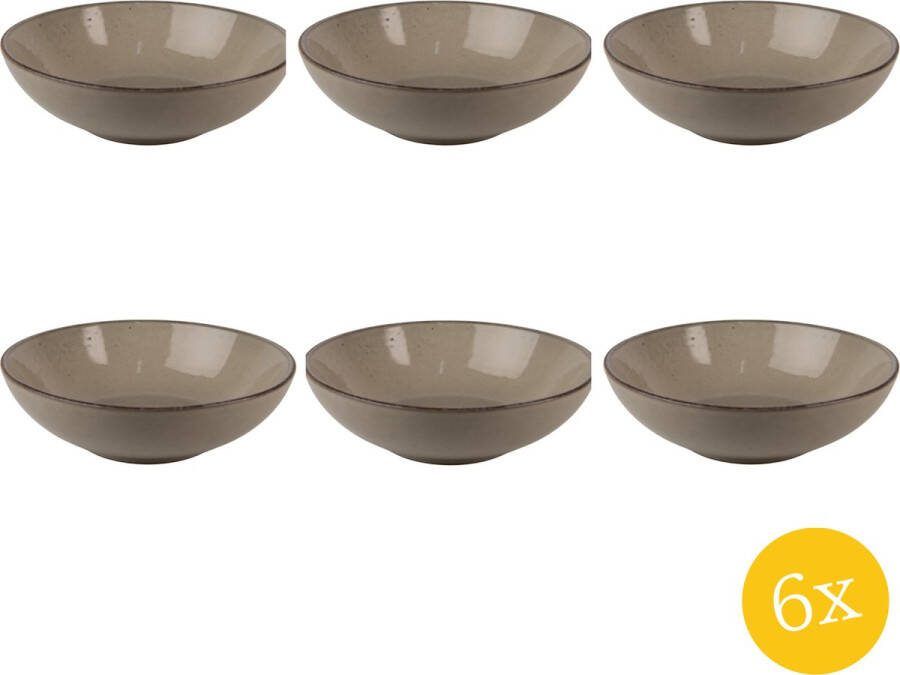 Clayre & Eef Soepkom set van 6 stuks 500 ml Groen Keramiek Rond Serveerkom