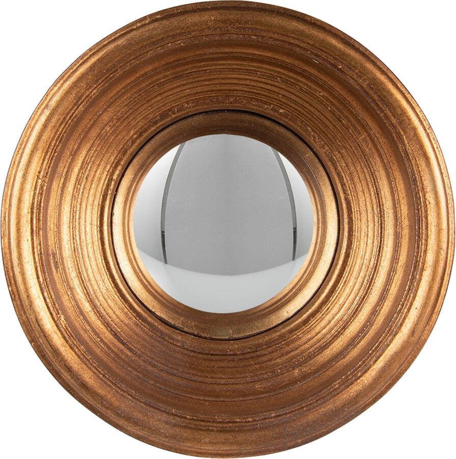 Clayre & Eef Spiegel Ø 16 cm Goudkleurig Kunststof Rond Grote Spiegel Goudkleurig Grote Spiegel
