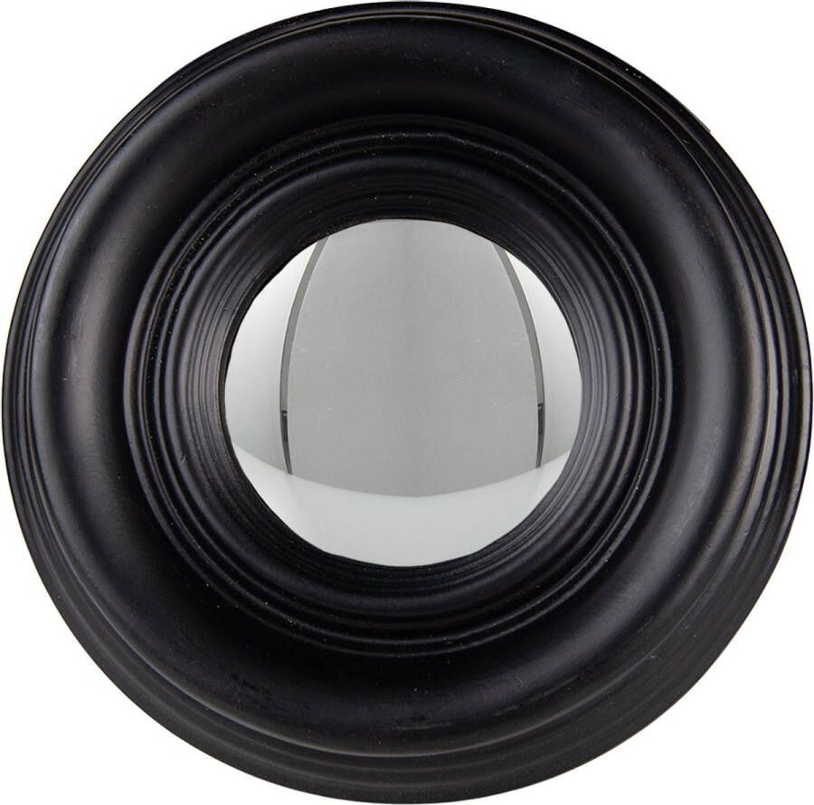 Clayre & Eef Spiegel Ø 21 cm Zwart Hout Rond Grote Spiegel Zwart Grote Spiegel