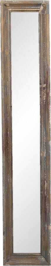 Clayre & Eef Wandspiegel 23*4*128 cm Bruin Hout glas Rechthoek Grote Spiegel Muur Spiegel Wand Spiegel Grote SpiegelMuur SpiegelWand Spiegel