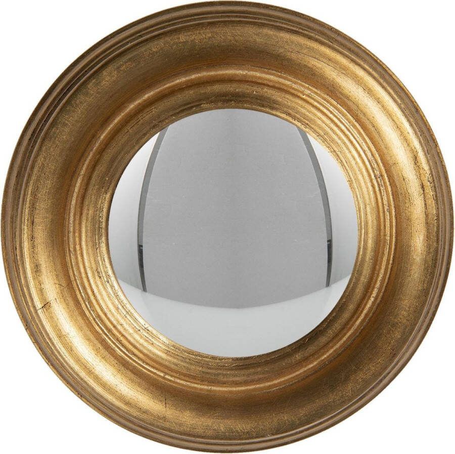 Clayre & Eef Wandspiegel Ø 24 cm Goudkleurig Hout Rond Grote Spiegel Muur Spiegel Wand Spiegel Goudkleurig Grote