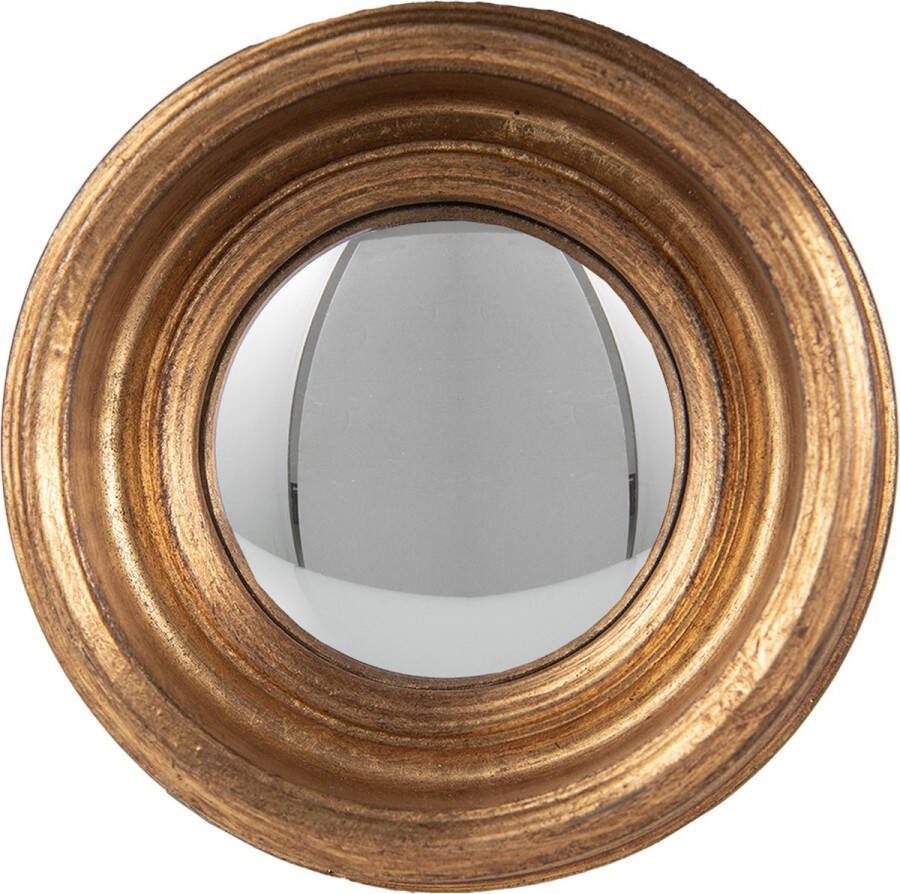 Clayre & Eef Spiegel Ø 24 cm Goudkleurig Kunststof Rond Grote Spiegel Goudkleurig Grote Spiegel