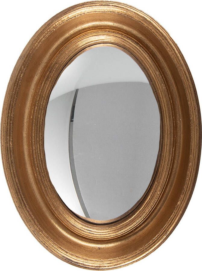 Clayre & Eef Spiegel 24x32 cm Goudkleurig Hout Ovaal Grote Spiegel Wand spiegel Muur spiegel