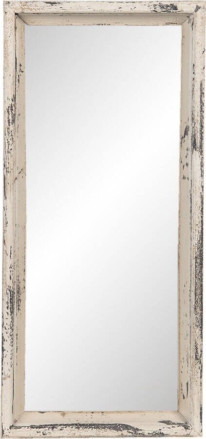 Clayre & Eef Wandspiegel 26*4*57 cm Wit Hout glas Rechthoek Grote Spiegel Muur Spiegel Wand Spiegel Grote SpiegelMuur SpiegelWand Spiegel