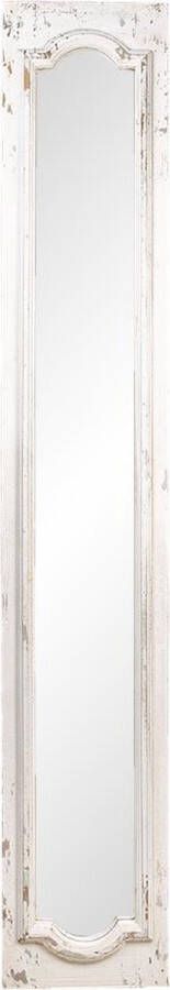 Clayre & Eef Wandspiegel 30*4*176 cm Wit Hout glas Rechthoek Grote Spiegel Muur Spiegel Wand Spiegel Grote SpiegelMuur SpiegelWand Spiegel