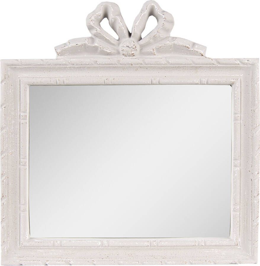 Clayre & Eef Spiegel 30x31 cm Grijs Kunststof Glas Rechthoek Grote Spiegel Grijs Grote Spiegel