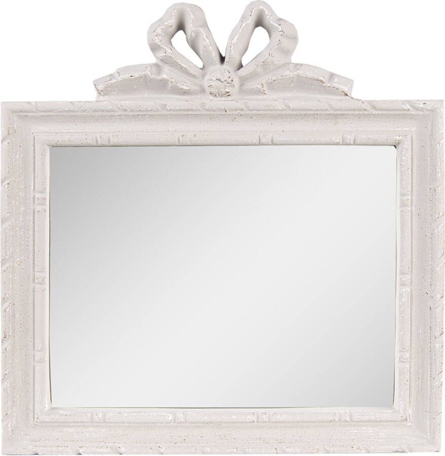 Clayre & Eef Spiegel 30x31 cm Grijs Kunststof Glas Rechthoek Grote Spiegel Wand spiegel Muur spiegel