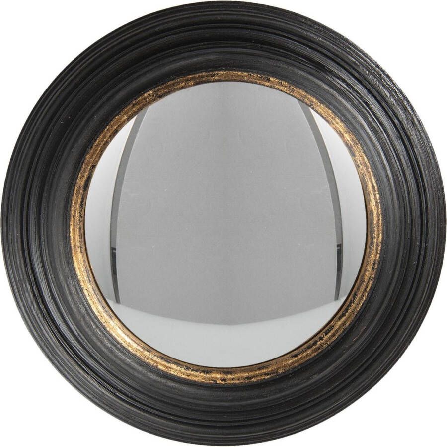 Clayre & Eef Spiegel Ø 38 cm Zwart Hout Rond Grote Spiegel