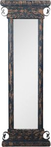 Clayre & Eef Spiegel 45x131 Cm Blauw Bruin Hout Grote Spiegel Wand Spiegel Muur Spiegel Blauw Grote Spiegel Wand