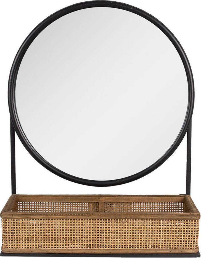 Clayre & Eef Spiegel 51 cm Bruin Zwart Ijzer Glas Grote Spiegel Bruin Grote Spiegel