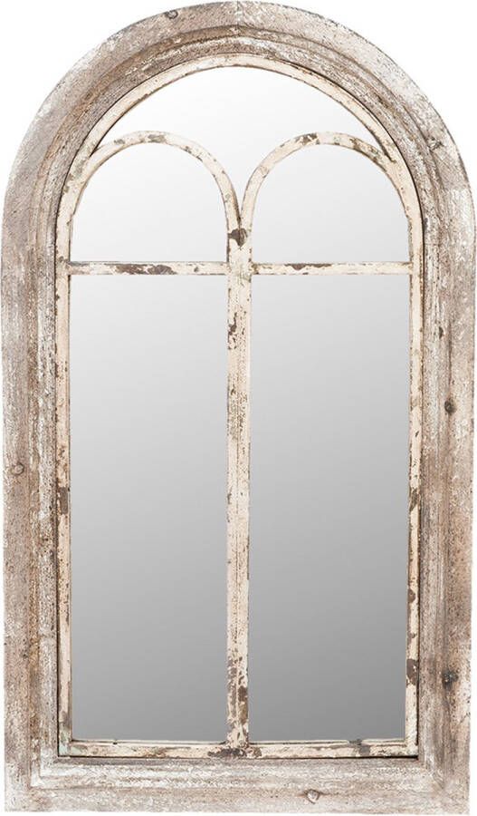 Clayre & Eef Wandspiegel Raam 55*5*95 cm Grijs Hout Rechthoek Grote Spiegel Muur Spiegel Wand Spiegel