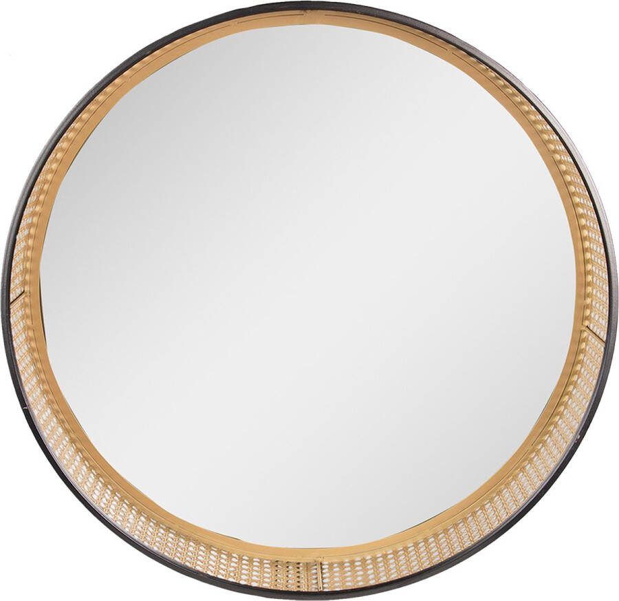Clayre & Eef Spiegel Ø 60 cm Bruin Metaal Rond Grote Spiegel Bruin Grote Spiegel