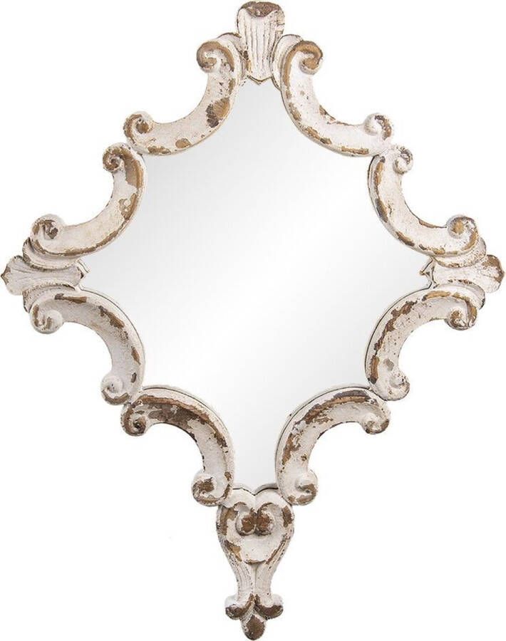 Clayre & Eef Wandspiegel 60*3*76 cm Wit Hout glas Grote Spiegel Muur Spiegel Wand Spiegel Grote SpiegelMuur SpiegelWand Spiegel