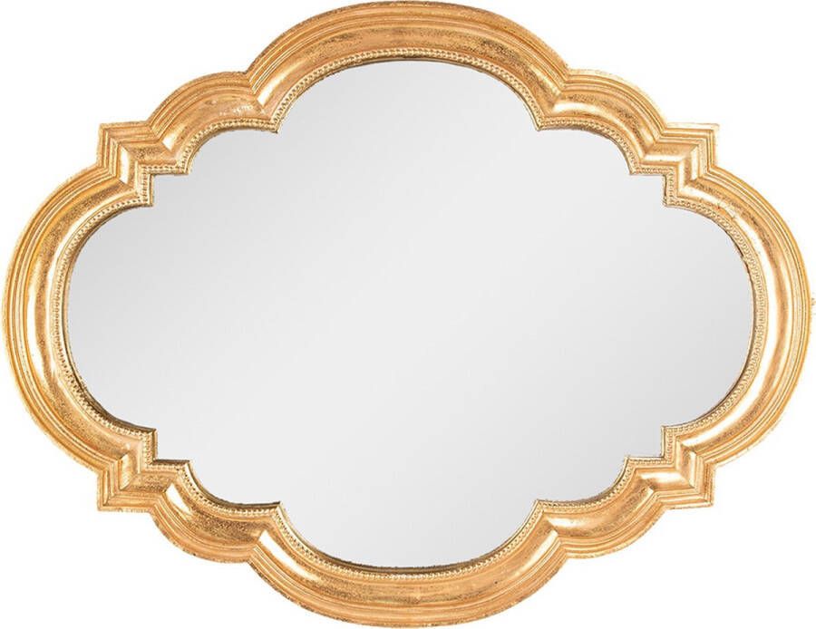 Clayre & Eef Spiegel 65x50 cm Goudkleurig Kunststof Grote Spiegel Wand Spiegel Muur Spiegel